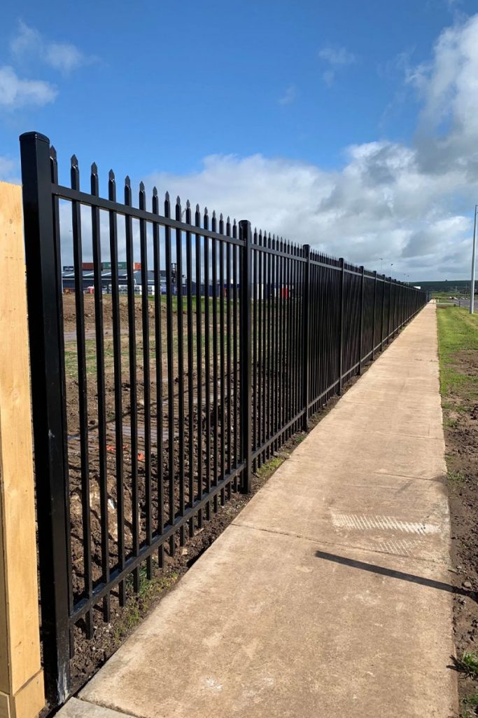 tubular steel palisade fencing footpath
