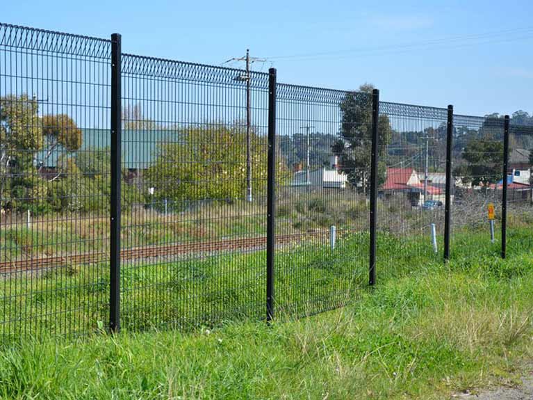 black tiered welded mesh fence Melbourne